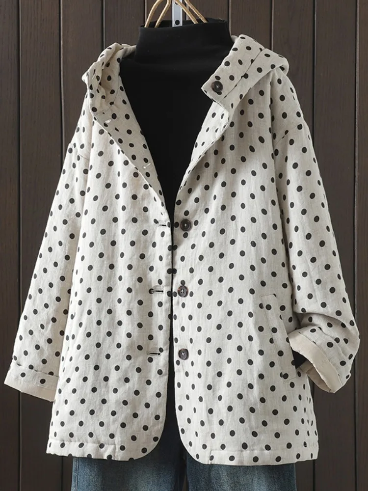 

Ретро-куртка с цветочным принтом из хлопка и льна с капюшоном, женская утепленная зимняя куртка больших размеров, скрывающая недостатки фигуры, стройнящая верхняя одежда