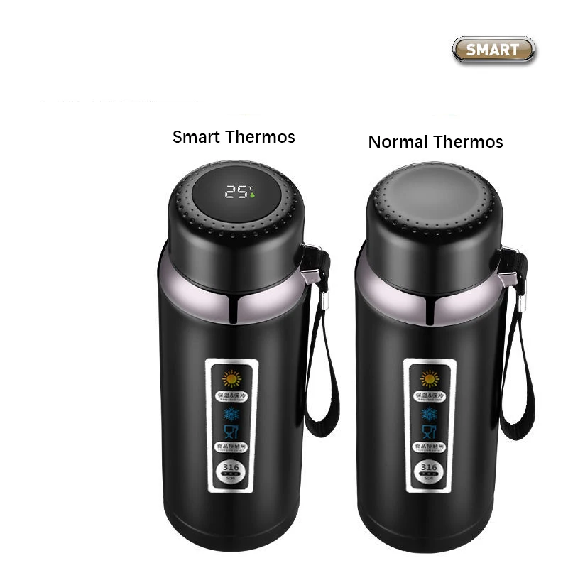 316 Stainless Steel Thermal 600-1500ml Vacuum Flask LED Temperature Display Large Capacity Insulated Thermos Tea Water Bottle