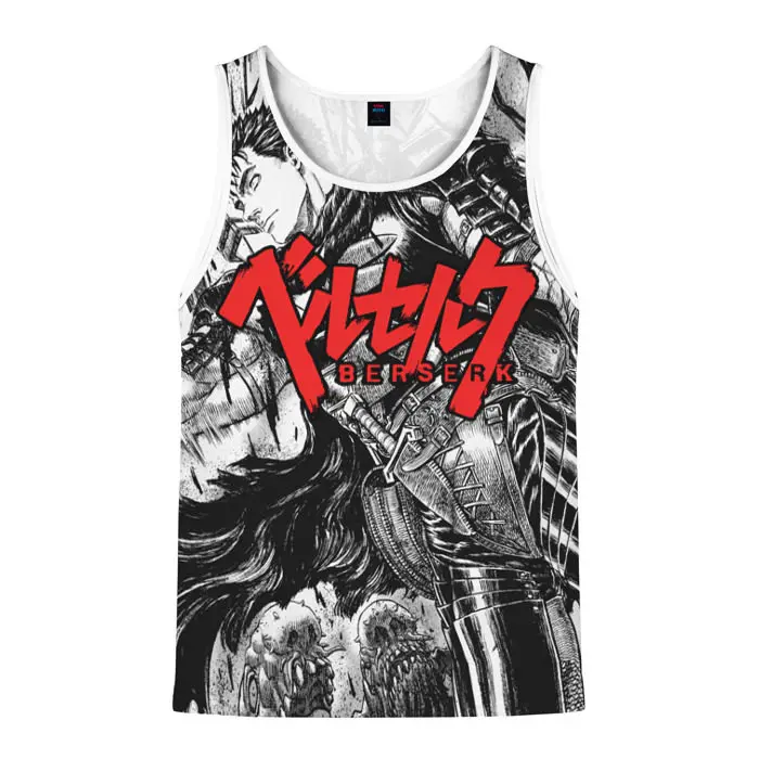 New Stylish Men\'s Fitness Vests Anime Berserk 3D Printed Sleeveless Tank Top Summer Oversized Gym Muscle Men Sports Top Clothing