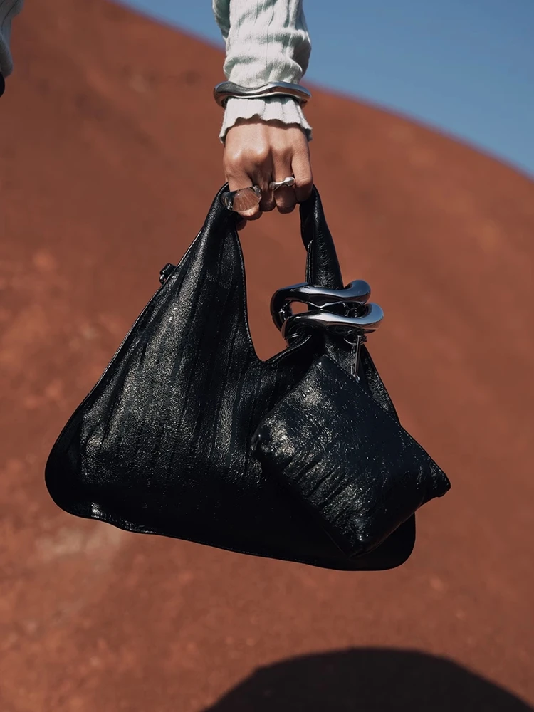 

Silver Fashion Unique Genuine Leather Women Bag\Handbag Real Leather Lady Shoulder Crossbody Bag Cool New
