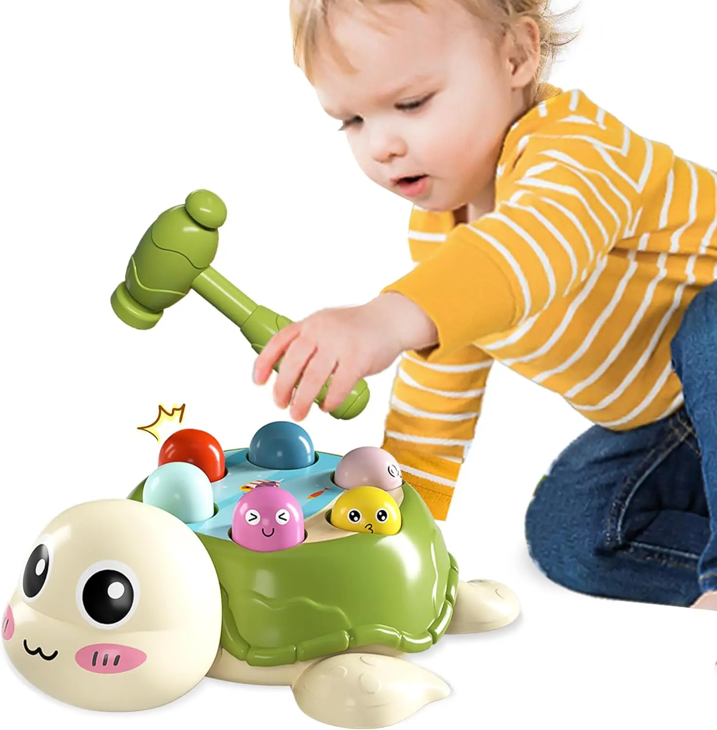 2個/1個のインタラクティブタートルハンマートイ、教育用のカラフルな形の分類ゲーム、耐久性のある他の素材構造、適切なF