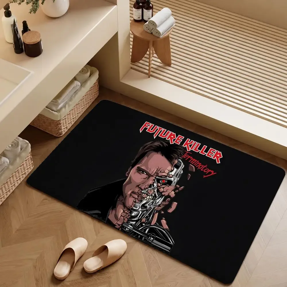 Movie The Terminator T-800 Sarah Connor Floor Mat Soft Flannel Entrance Doormat Non-Slip Washable Rug Bedroom Kitchen Home Decor