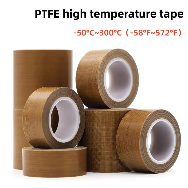 PTFE Tape Adhesive Cloth Insulated High Temperature Resistant Sealing PTFE Tapes Width 5~50mm Thickness 0.18mm 0.13mm