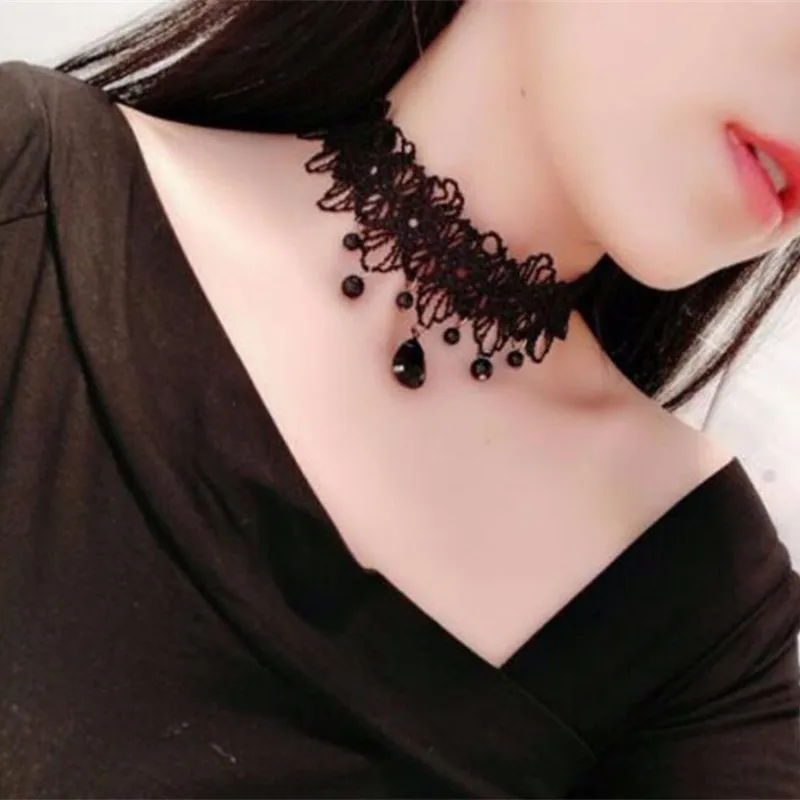 Goth Black Velvet Choker Lace Necklaces Gothic Style Rope Women Neck Decoration Chocker Jewelry on Girl Neck Accessories