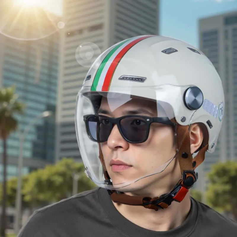 BEON Men's Electric Motorcycle Helmet Adjustable head circumference big visor Women's Motocross Accessories Moto Scooter helmets