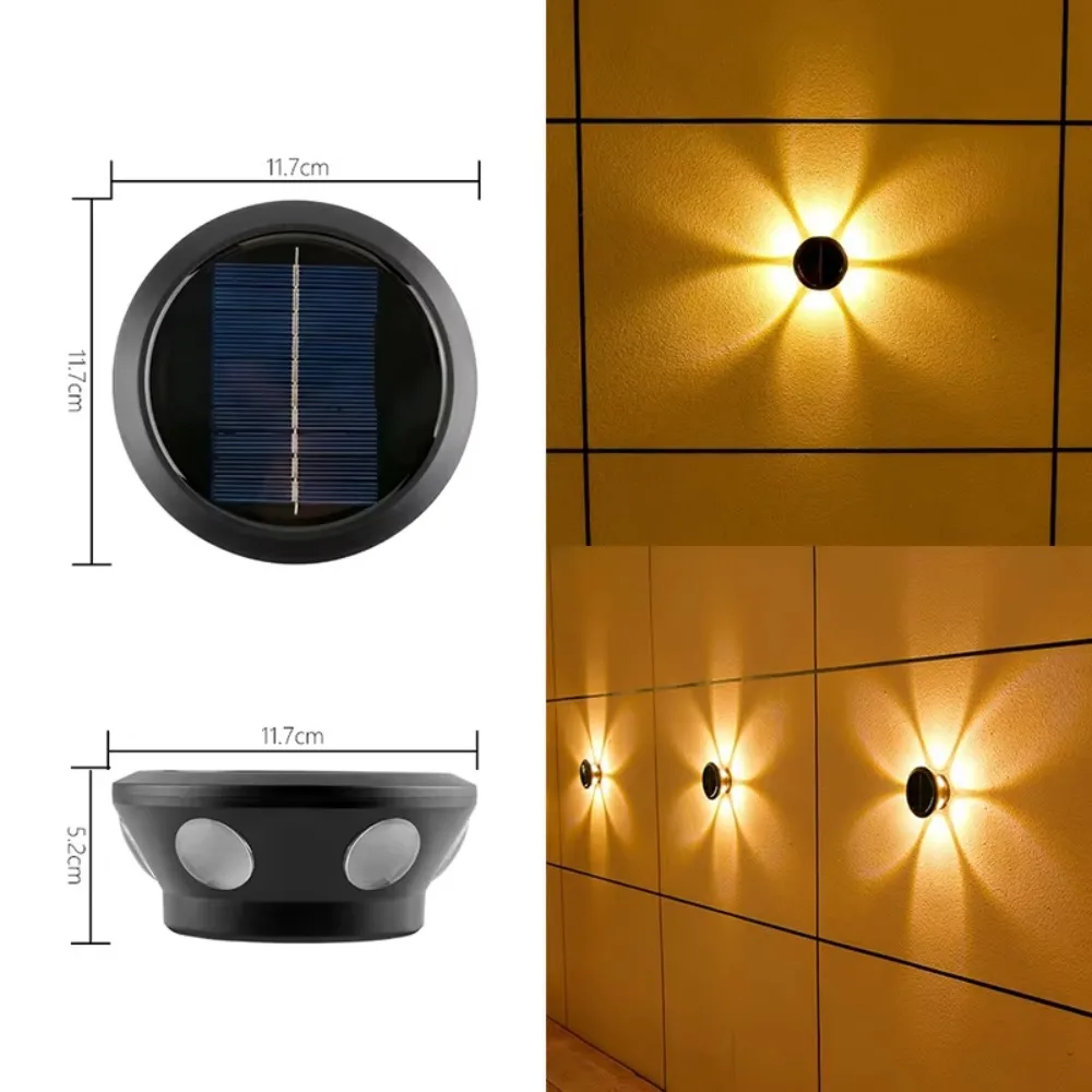 Waterproof Solar Wall Lights Super Bright Atmosphere Solar Powered Garden Light Sunscreen Round LED Wall Wash Light