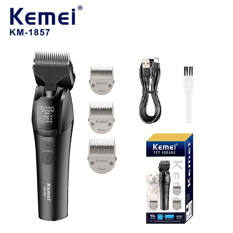 

Kemei 1857 профессиональная машинка для стрижки собак, электрическая перезаряжаемая бритва для кошачьей шерсти, триммер для собачьей шерсти, 10 Вт, машинка для стрижки волос животных