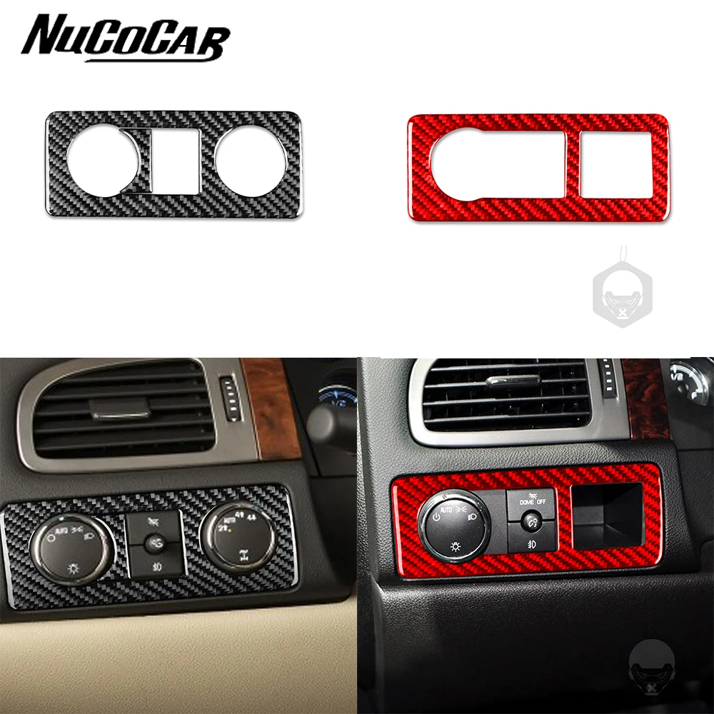 

For Chevrolet Tahoe Silverado LTZ GMC Sierra SLT 2007-2013 Carbon Fiber headlight switch Panel Car Accessories Trim Stickers