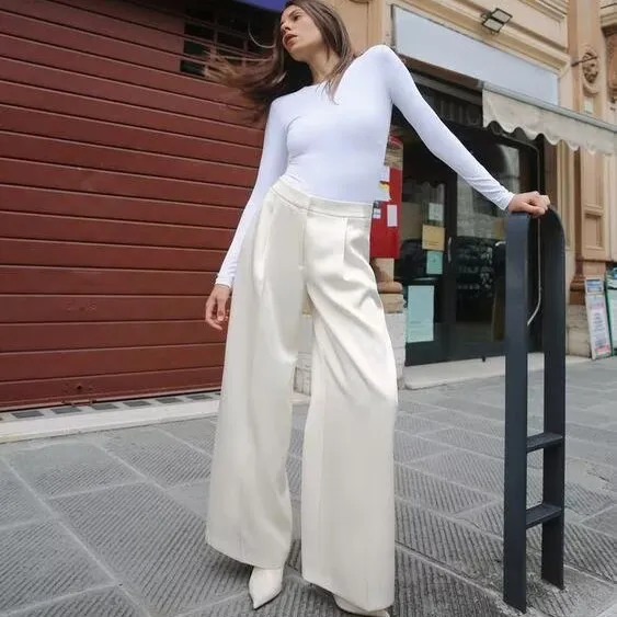 

Faionable Casual Long Sve Onesie for Women New Autumn Winter Collection Versatile Straight Cut mid Waist ort Pants