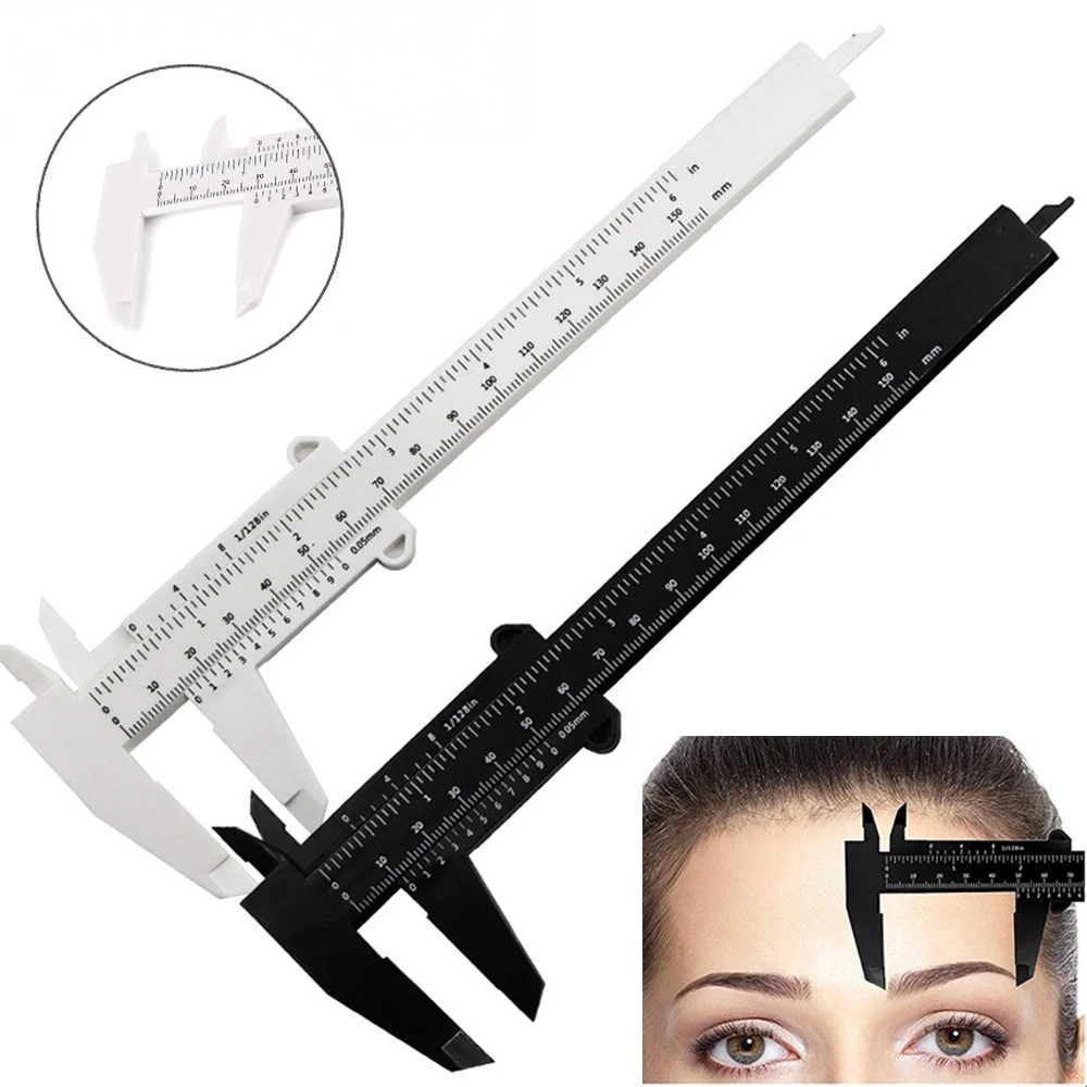 1PC Vernier Caliper 150MM Portable Tattoo Eyebrow Ruler Plastic Eyebrow Caliper Rulers Measurement Tools PMU Tattoo Accessories