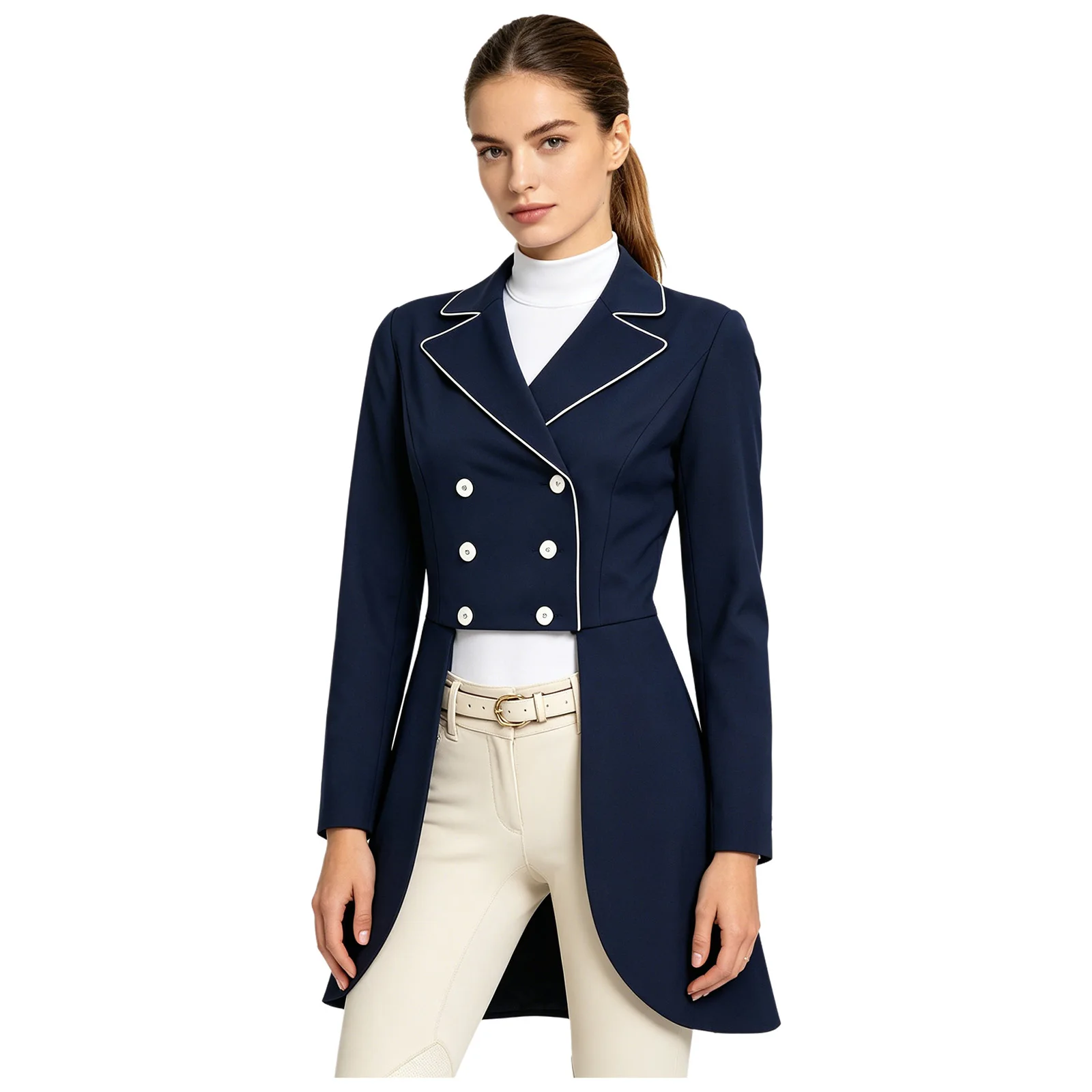 Womens Equestrian Dressage Jacket Coat Long Sleeve Double-breasted Outerwear for Horse Riding Tailcoat Competition Show Tailcoat