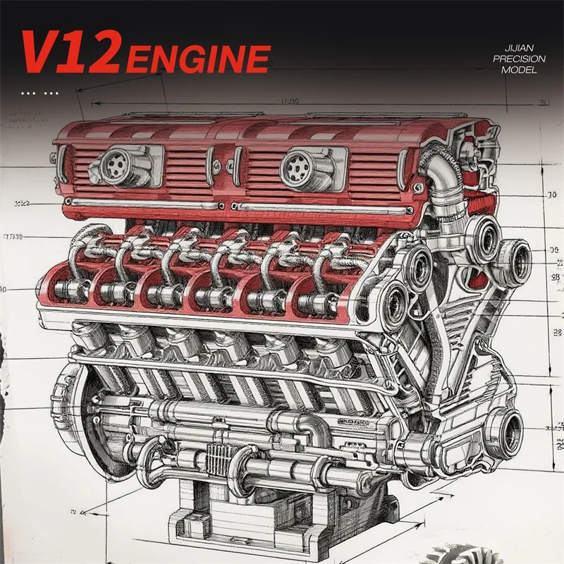 2026 New 4719 PCS MOC V12 Engine Building Kit, Motorized Lithium Battery Powered Model, STEM Gift for Mechanical Enthusiasts