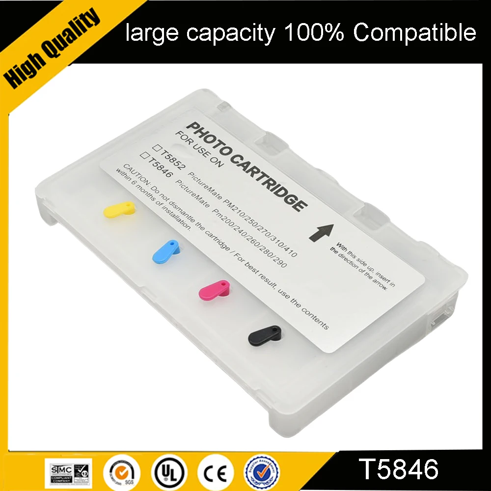 T5846 E5846 T-5846 Refillable Ink Cartridge Disposable Chip for Epson PictureMate PM200 PM240 PM260 PM280 PM290 PM225 PM300