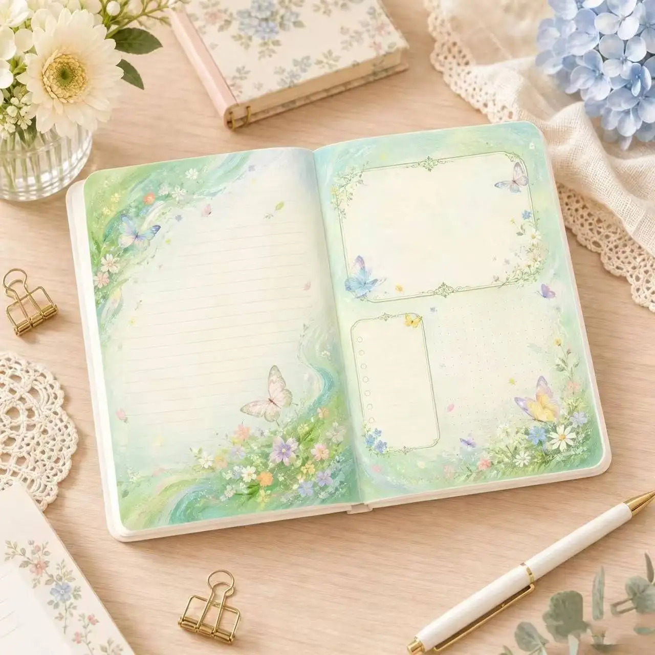 Vintage Butterfly Leather Notebook, 4 Colors Soft Cover Journal, Full‑color Inner Pages, Aesthetic Student Diary Gift - view 2