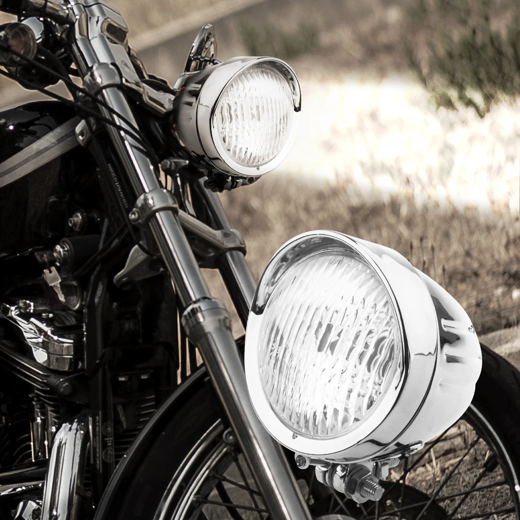 Motorcycle Headlight High/Low Beam Head Light Retro Modification Accessories for Bobber Chopper Softail Springer Chrome Clear