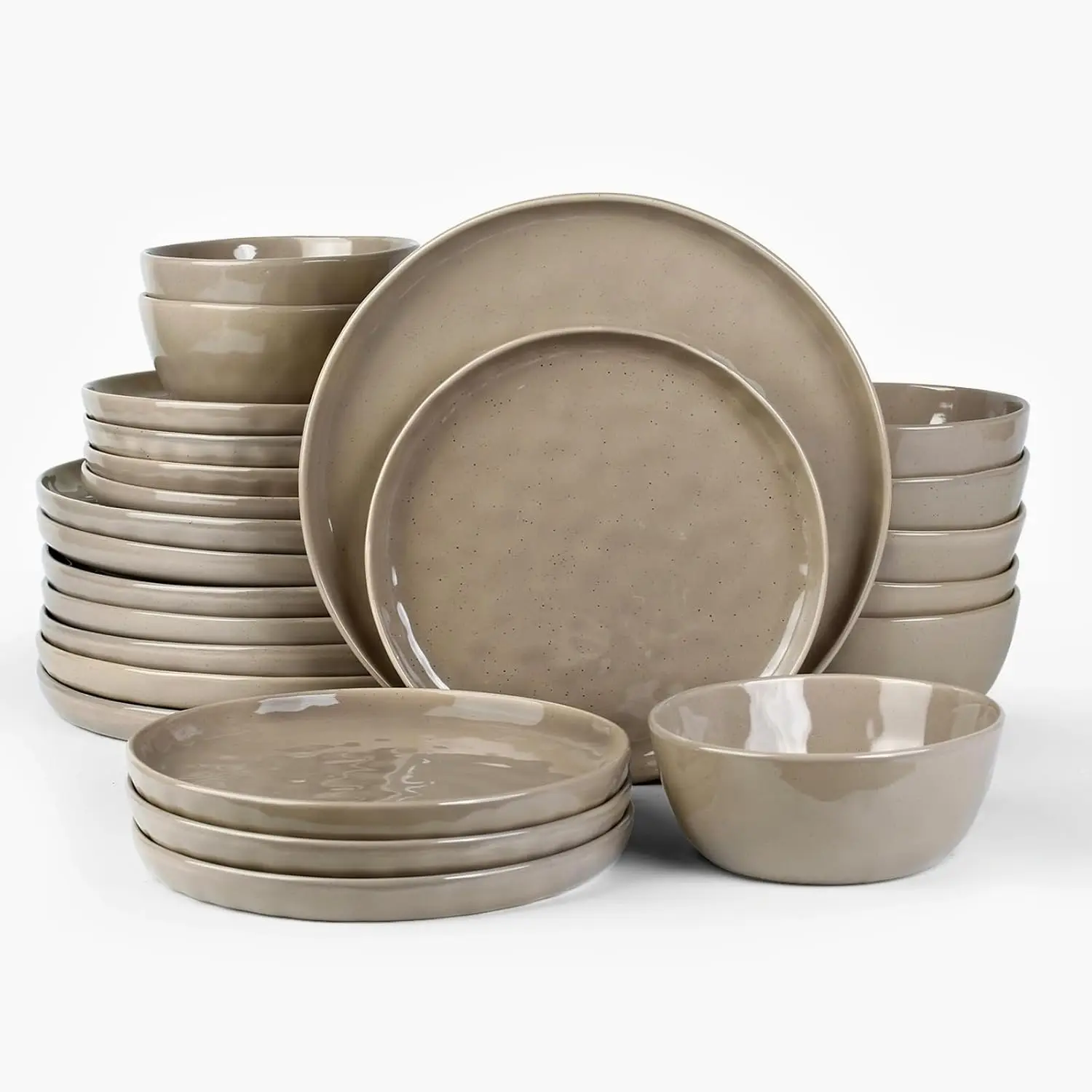 

Mars Plates and Bowls Set, 24 Pieces Dinnerware Sets, Dishes Set for 8, Cinnamon Brown