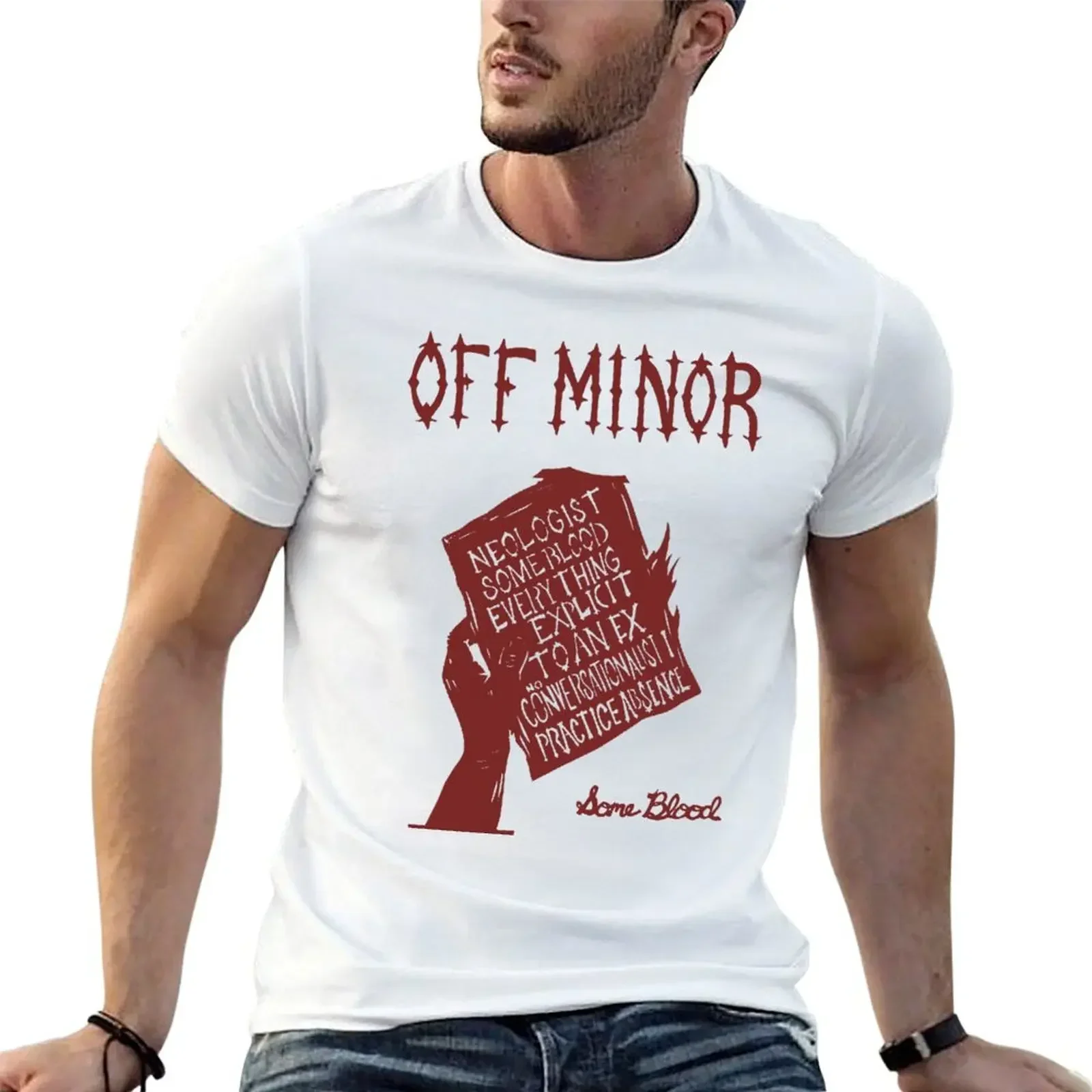 

Off Minor - Some Blood Design T-Shirt plus sizes oversized graphic tee animal prinfor boys men graphic t shirts