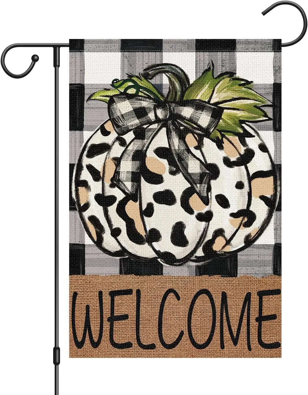 Louise Maelys Welcome Fall Garden Flag 12x18 Double Sided, Small Burlap Autumn Leopard Print Pumpkin Garden Flag Rustic Buff xxl