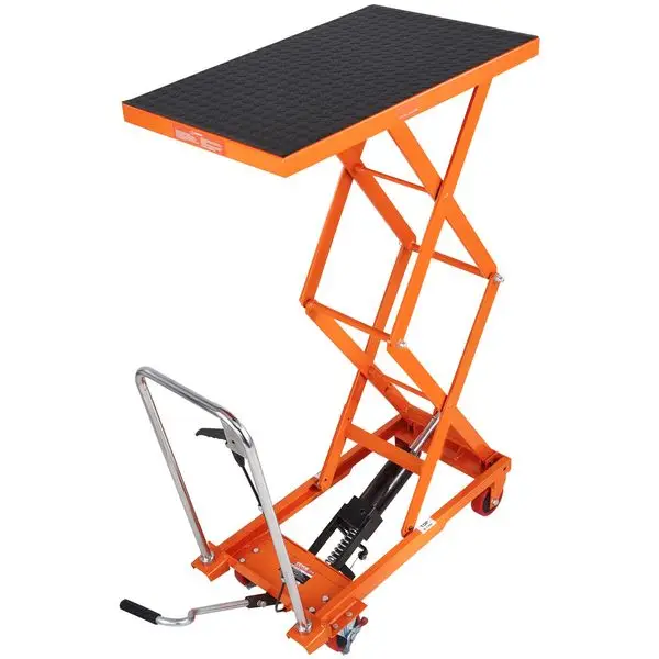 

VEVOR Hydraulic Lift Table Cart, 330lbs Capacity 50' Lifting Height, Manual Double Scissor Lift Table with 4 Wheels and Non-slip