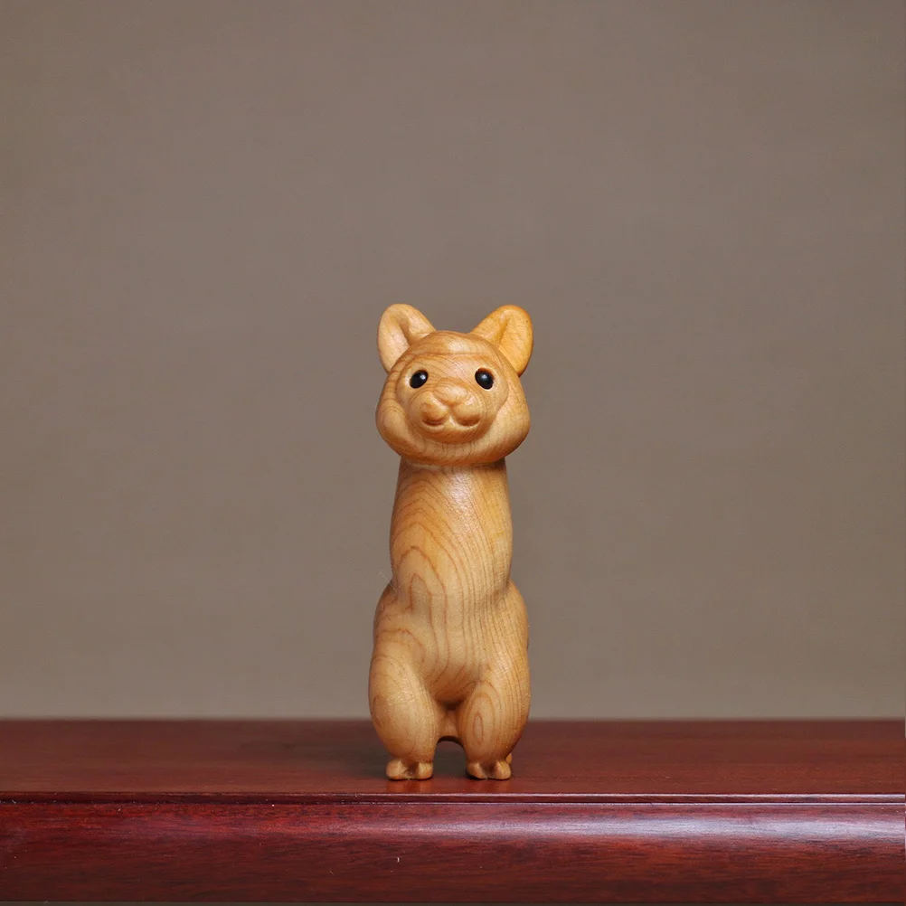 

Creative Wooden Statue Cute Animal Ornament Desktop Decorative Handcrafted Miniature Craft Home Office Decoration