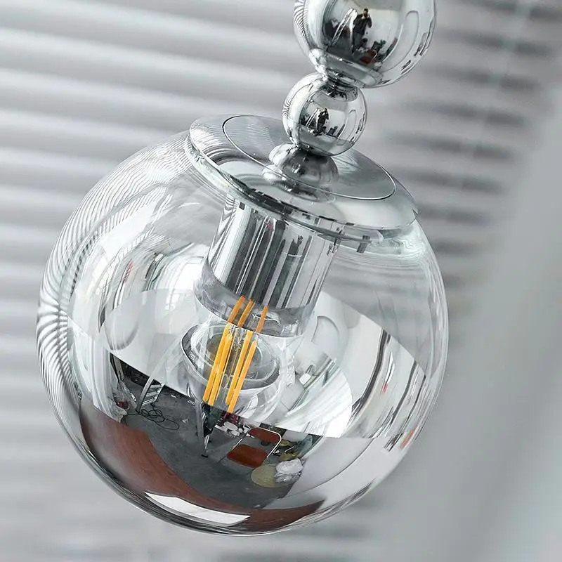 Creative spherical metal bedside pendant light, space style glass pendant light, modern Nordic restaurant pendant light ZY524NS