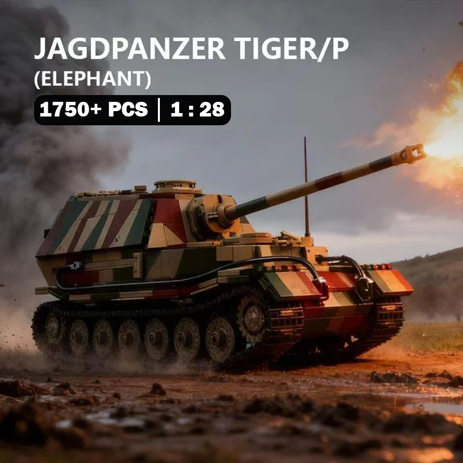 

Конструктор MOC: Немецкая армейская бронированная машина, солдаты Манштейн, модель танка WW2 (Jagdpanzer, Tiger P, Elefant), строительные блоки, игрушка, подарок для детей