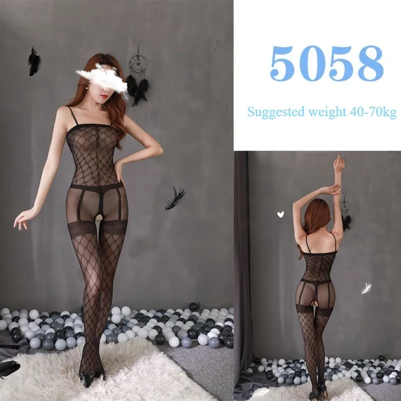 

Sexy Lingerie Sexy Mesh Clothing Stockings Mesh Socks Open Cut No Take Off Women's Hollow Out Uniform Set Jumpsuit Socks