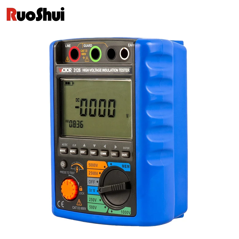 High Voltage Insulation Tester Digital Earth Ground Resistance Meter Ohm Real LCD Backlight Megometro 5000V Megohmmeter Voltmete