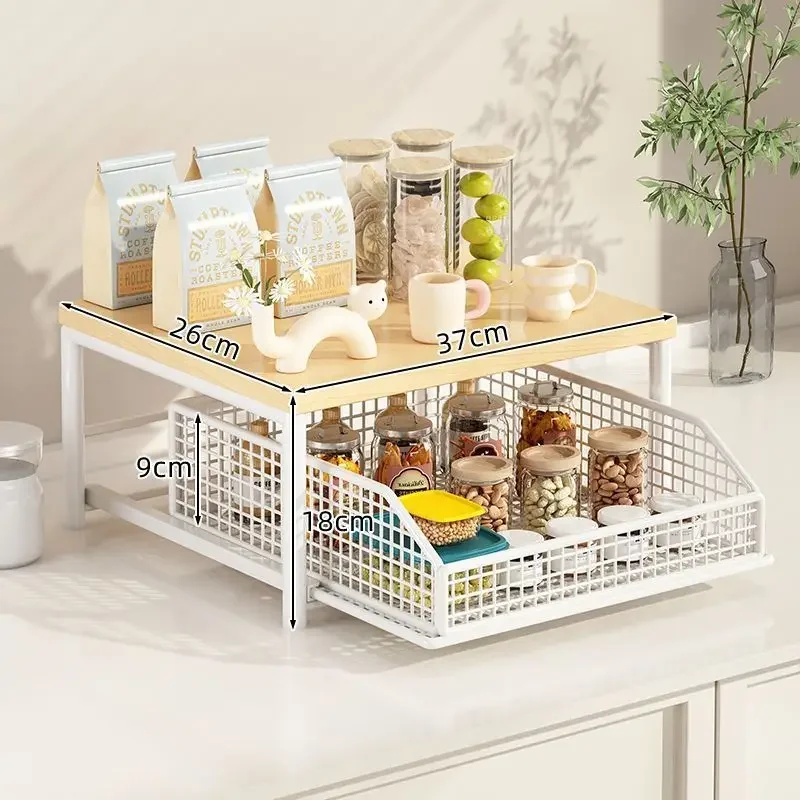 Metal Vertical Storage Rack Kitchen Seasoning Shelf Multifunctional Drawer Style Rack Essential Kitchen Tool Rack Vertical Shelf
