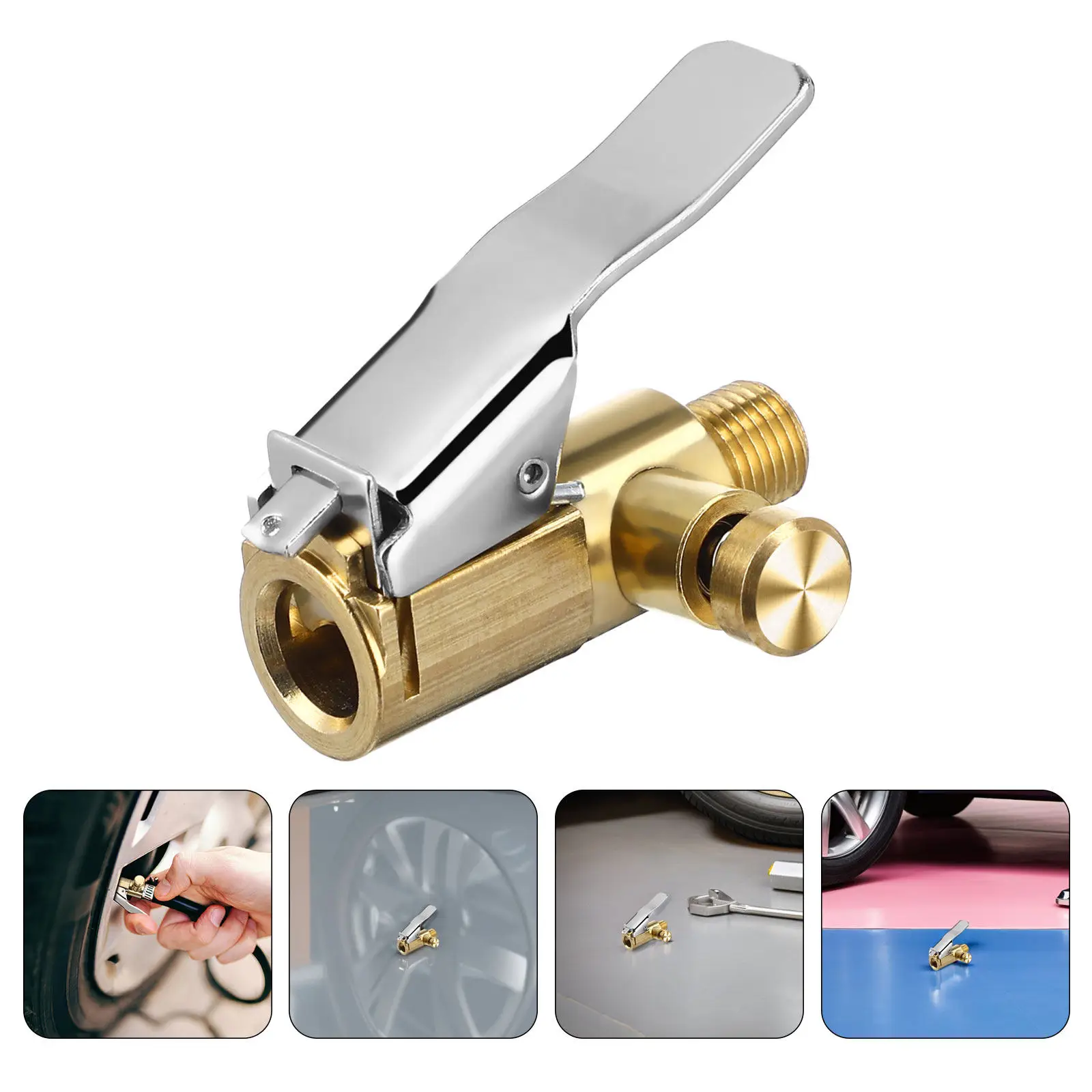 

4Pcs Tire Chuck Air Compressor Locking Quick Connect Nozzle Clip Adapter Pressure Release Car Bike Inflator Air Chuck