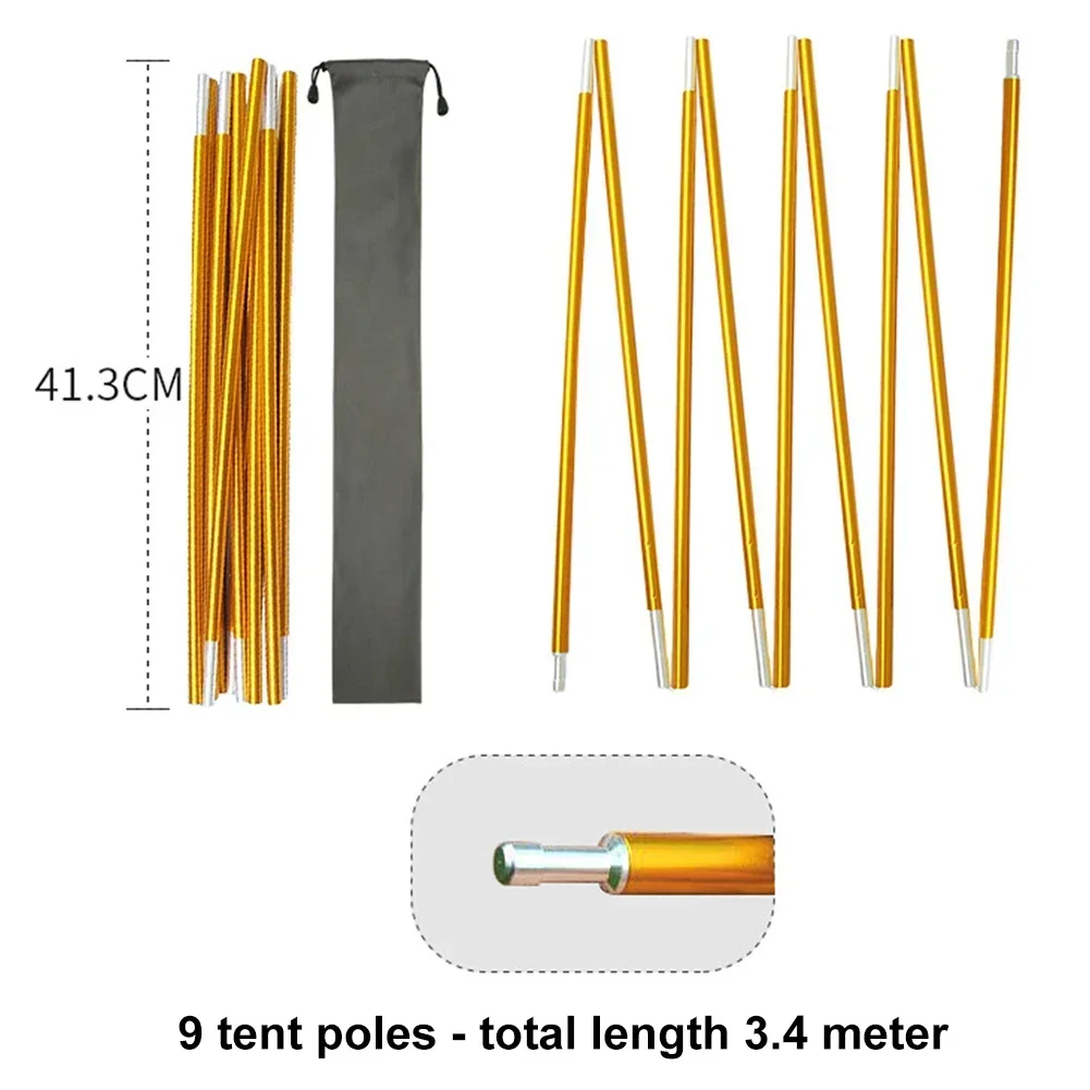 Aluminum Alloy Pole Lightweight Tent Pole Outdoor Camping Size4 Total Length 3.9 Meters 12.8ft , Diameter 8.5mm