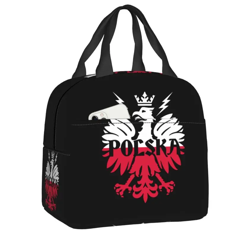 Custom Polska Polish Eagle Lunch Bag Men Women Poland Pride Warm Cooler Insulated Lunch Boxes for Children School