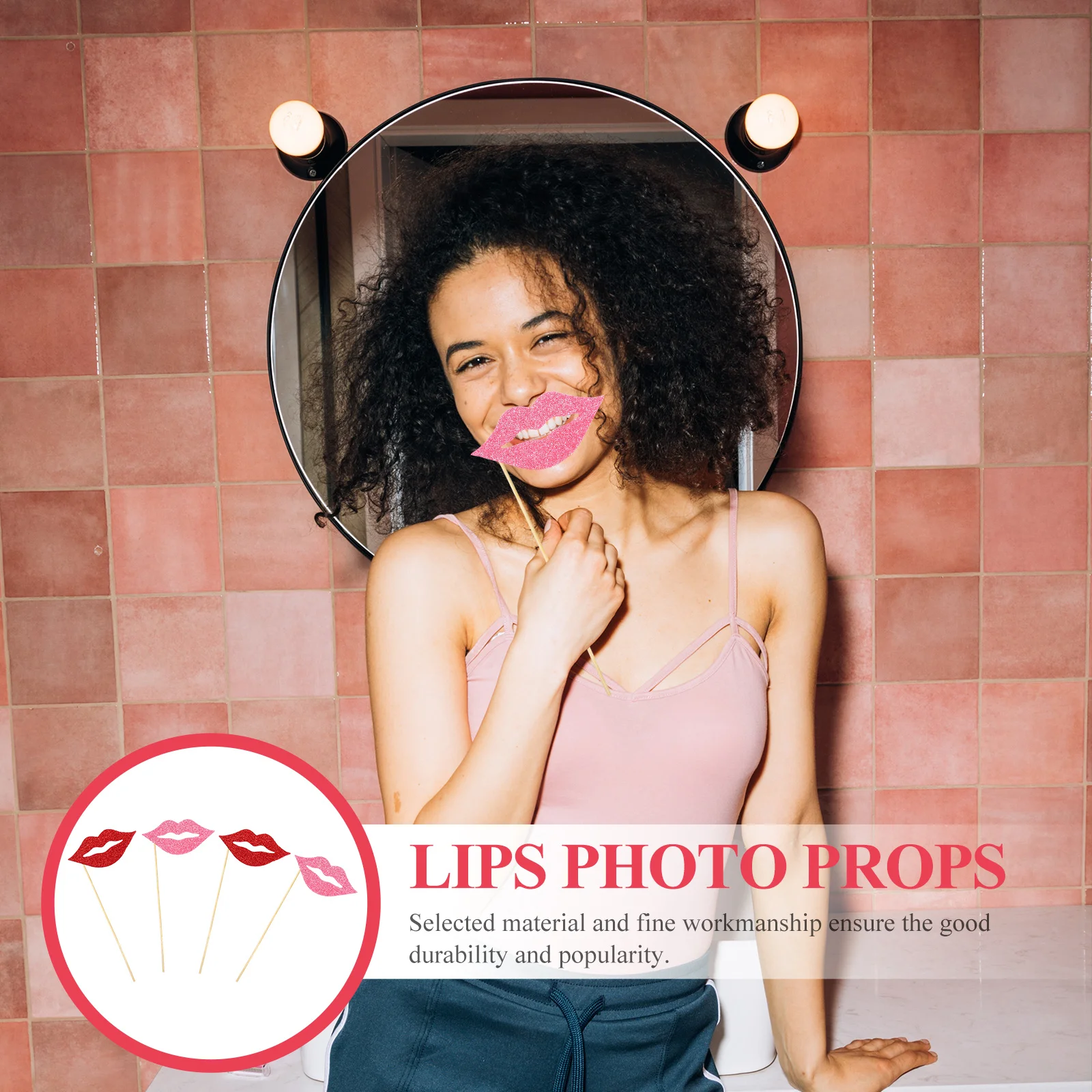 

40pcs Red Lips Photo Props Funny Handheld Party Supplies Festival Birthday Selfie Accessory Creative Photography Decoration