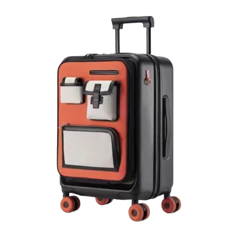 

20 Inch Front Opening Expandable Carry On Suitcase with Spinner Wheels & TSA Lock Luxury Design Business Luggage