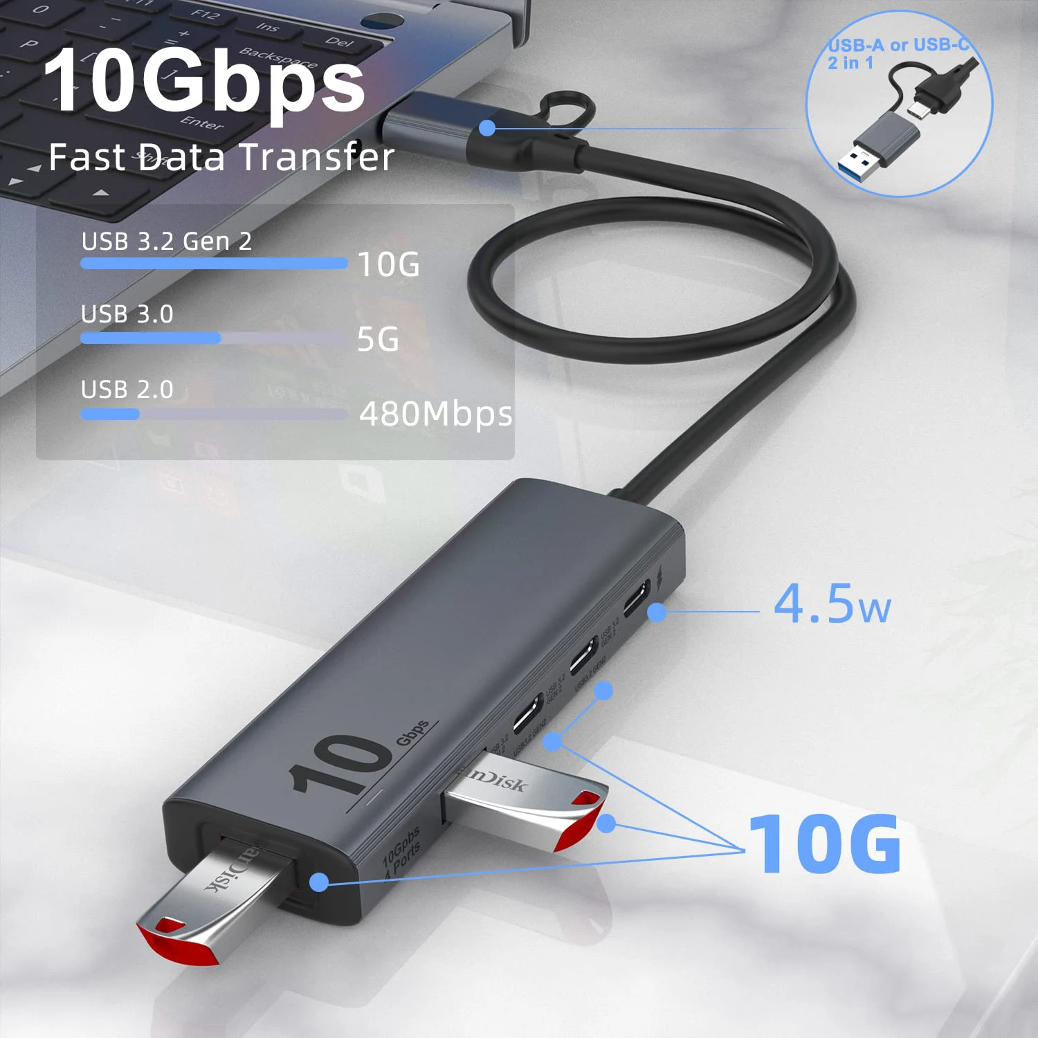 Imagem -05 - Hub Usb c para Macbook Pro Air Adaptador Multiport Tipo-c Tipo-c Gen2 Usb a Portas 10gbps Portas