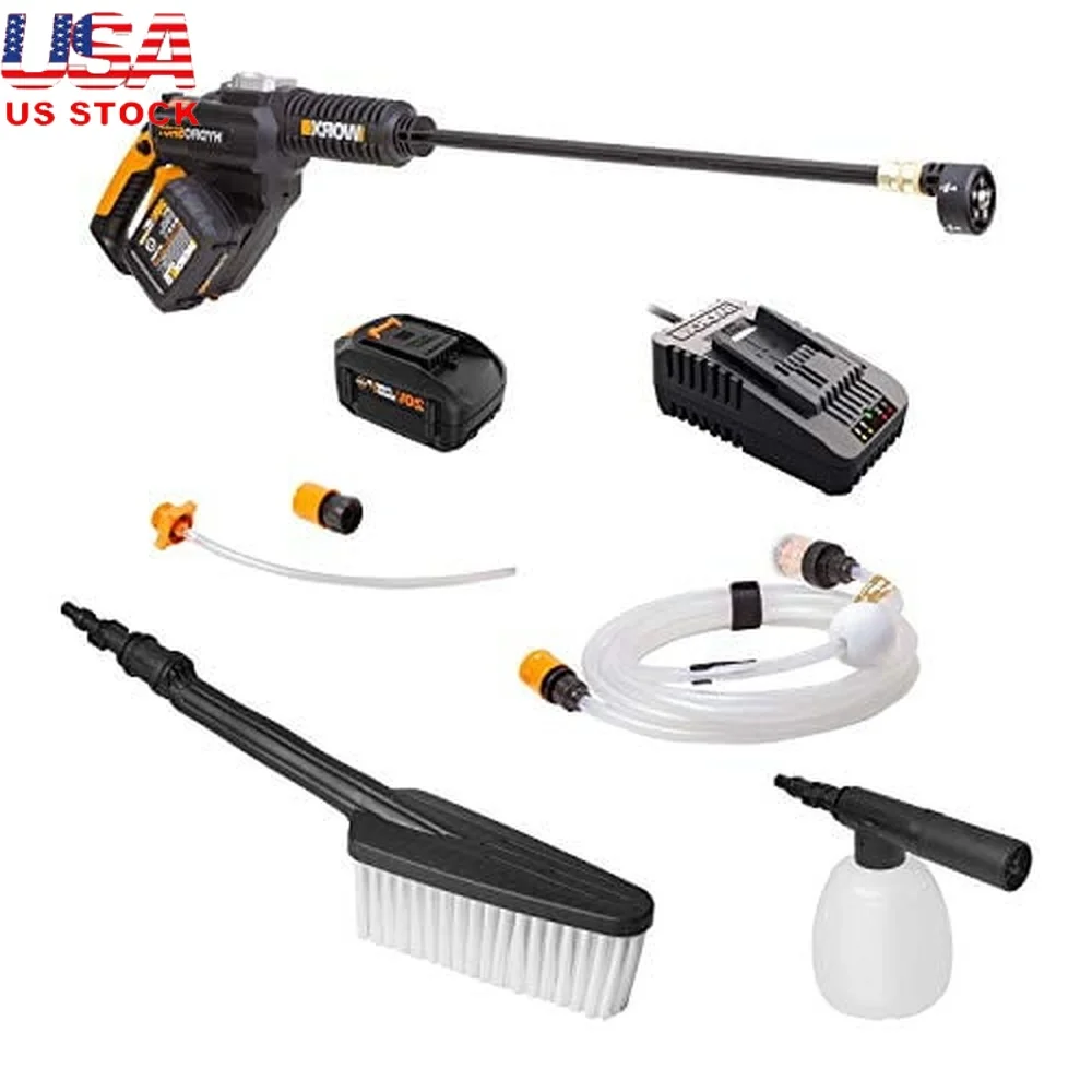 

20V Cordless Brushless Hydroshot High Flow Pressure Washer Portable Cleaner with Soap Bottle Battery Charger Included 5-in-1