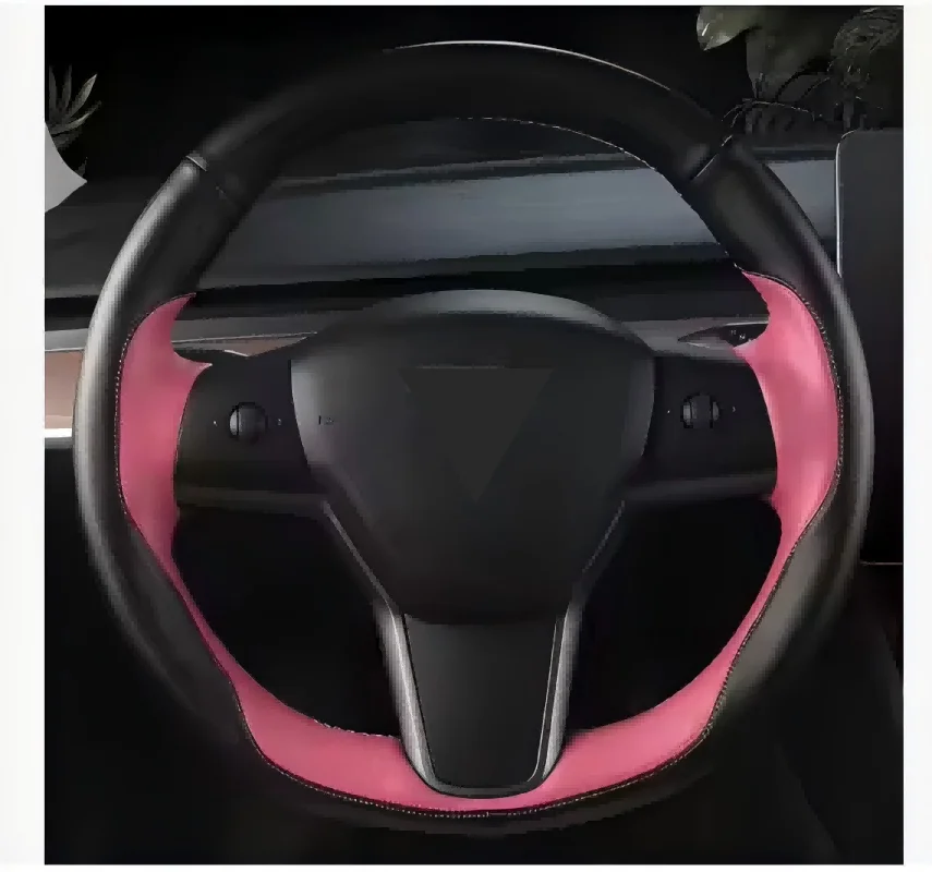 Luxury Custom Fit Tesla Steering Wheel Cover Genuine Leather Hand-Stitched for Tesla Model X