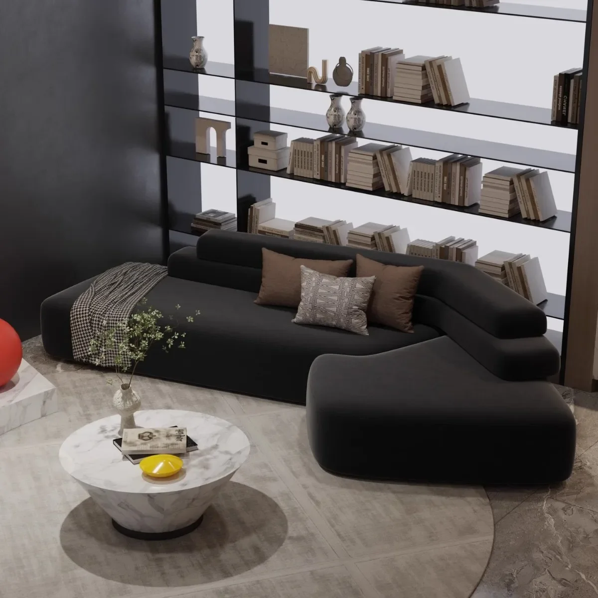 Canapé italien, bureau design de forme spéciale, chez l'habitant