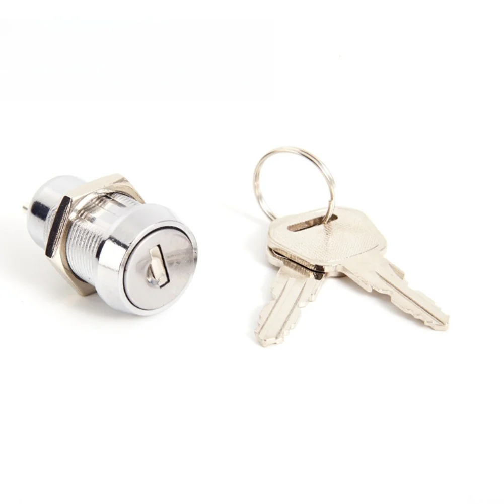 

1set Lock With 2pcs Key 19mm Opening For Electric Vehicle Cabinet Zinc Alloy Lock Cylinder Key Switch Household Tools Kit