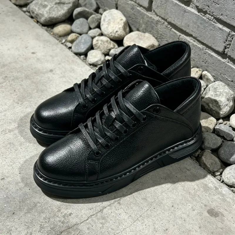 

Designer Luxury Cowhide Thick Soled Board Shoes Men's Genuine Leather Casual Lightweight Comfortable Sports Shoes Male High Top