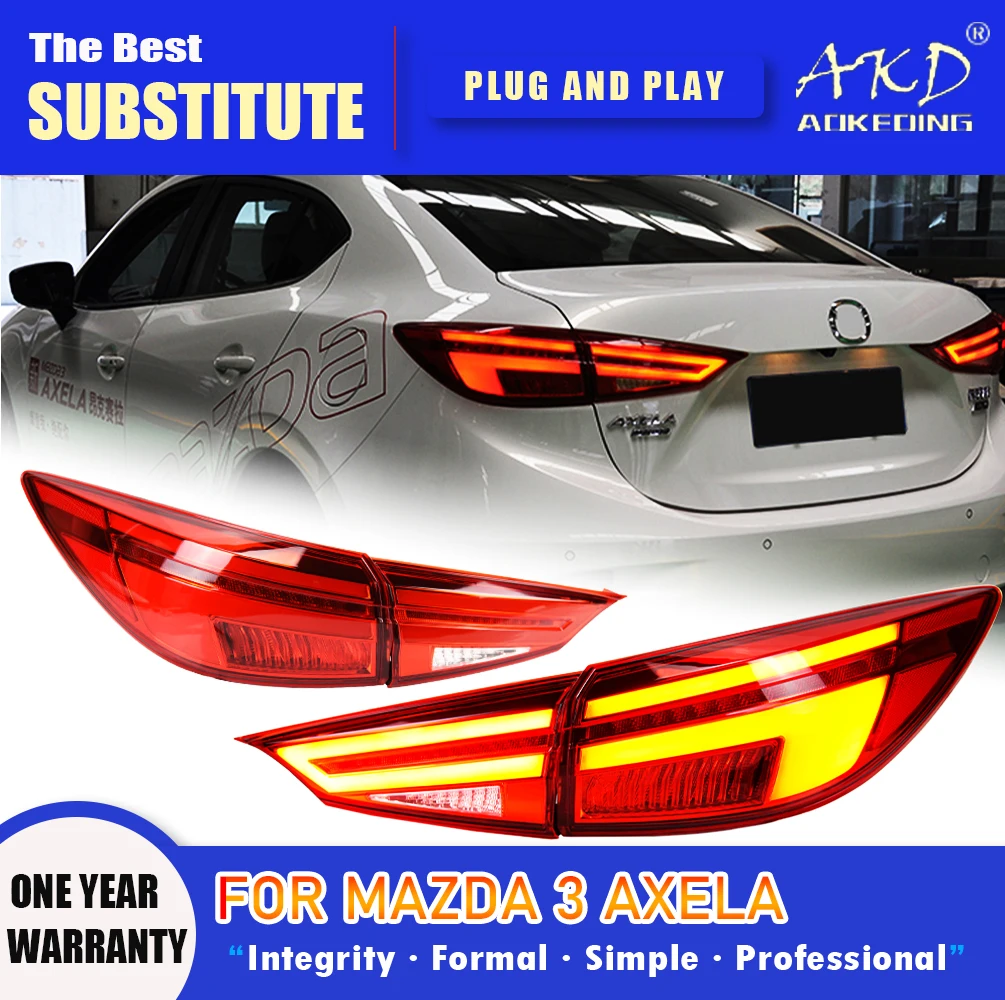 AKD Tail Lamp for Mazda 3 Axela LED Tail Light 2014-2018 Mazda 3 Rear Fog Brake Turn Signal Automotive Accessories