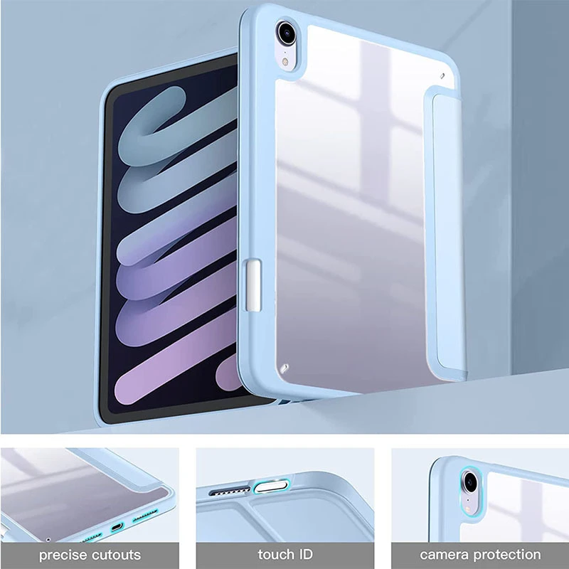 Acryl-Hülle mit Stifthalter für iPad Air 6 Pro 12.9 11 10. Generation Y-Fold Stoßfest – Detail 3