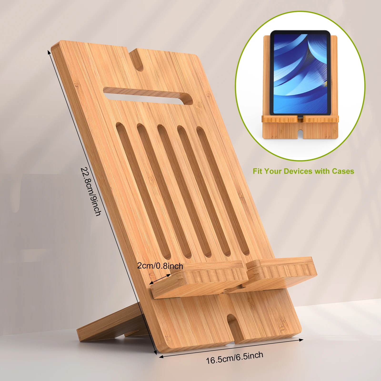 Adjustable Lazy Bamboo Tablet Stand Desktop Cell Phone Stand Holder Dock Creative Mobile Phone Bracket Stand