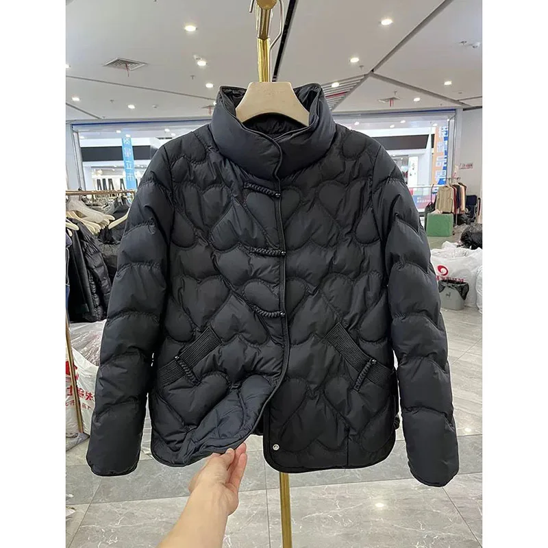 Women\'s Light Coat 2024 Autumn Winter New Female Cotton-Padded Korean Version Of Loose Jacket Small New Chinese Short Overcoat