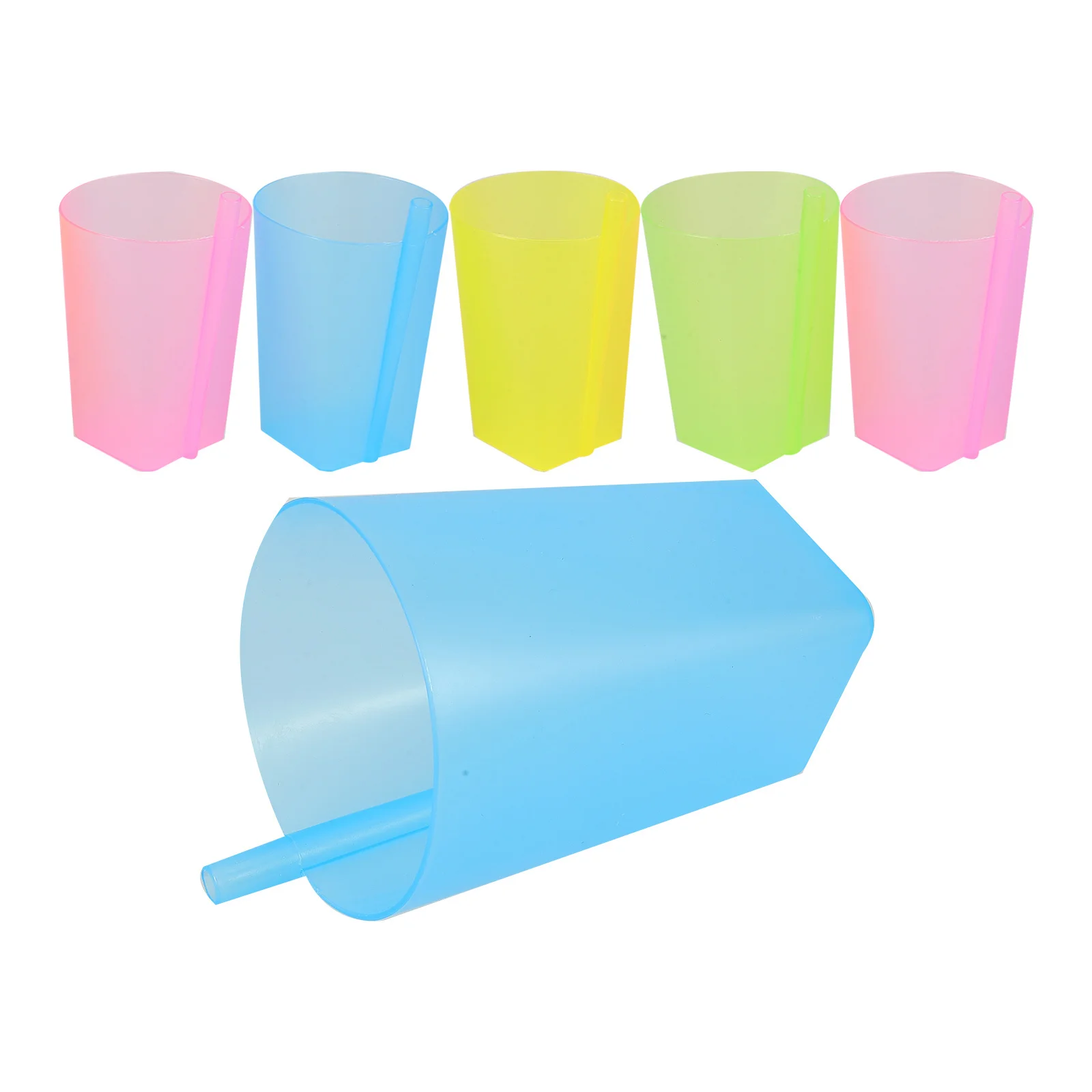 

6Pcs Kids Sippy Cup Candy Color Plastic Drinking Cups with Built in Straw for Toddlers Reusable Water Cups for Children