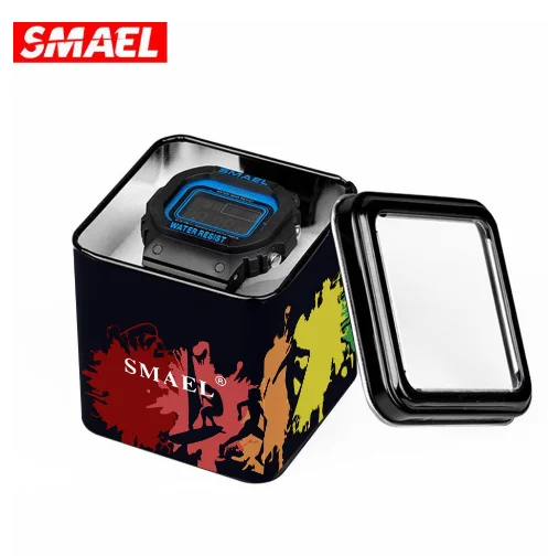 New SMAEL Original Gift Box  for Sport Watches Mental Box Men Watch Accessory  Box Protection Sqaure Box for Watch