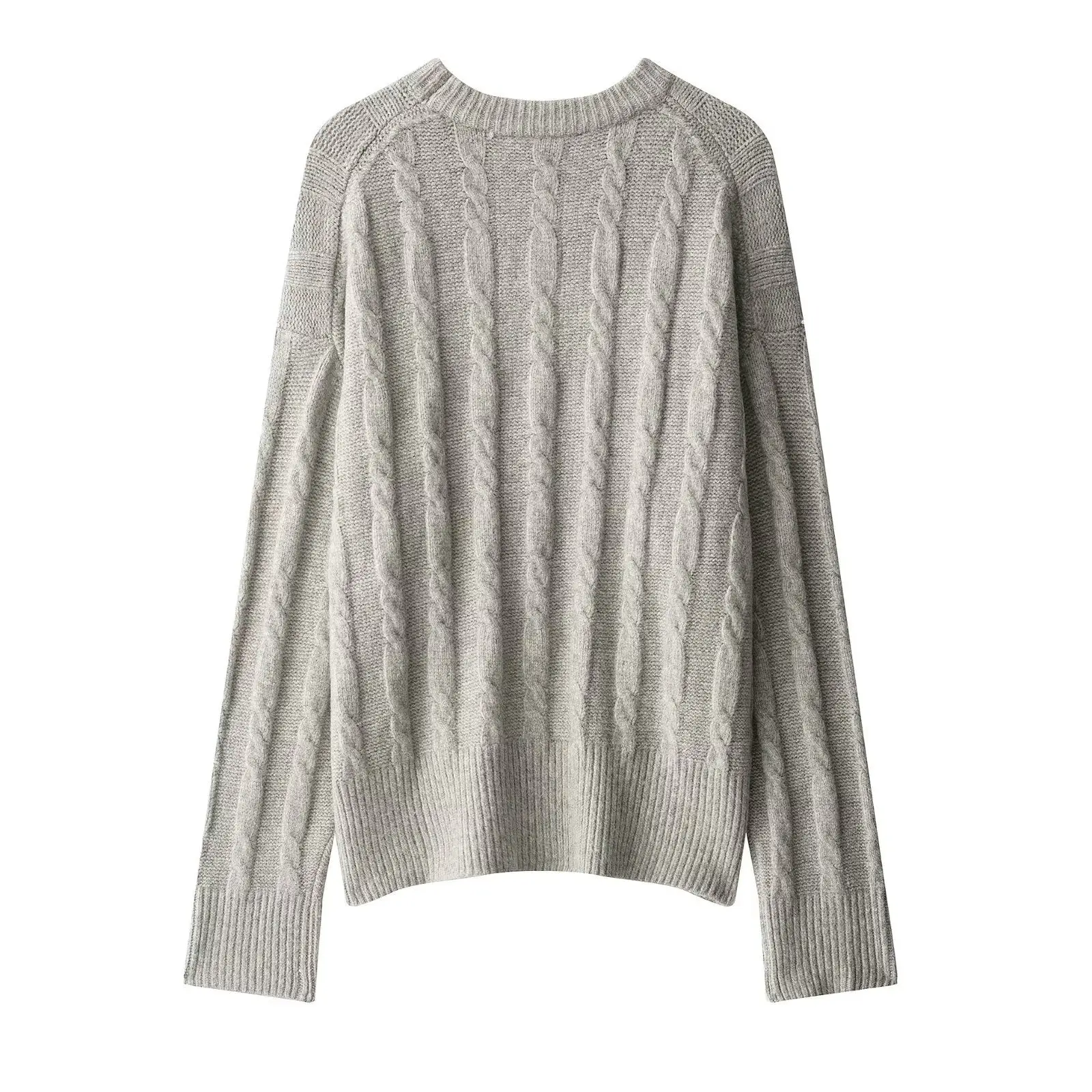

Faionable Soft Cable Knit Sweater JNLEAOG Women's Autumn New Sle Polyester Fiber Long Sve Overhead Knittedwear