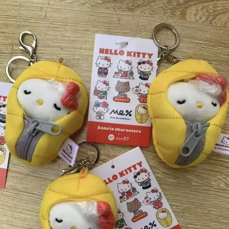 8 ซม.น่ารักการ์ตูน Kawaii ถุงนอน Hello Kitty ตุ๊กตาตุ๊กตาพวงกุญแจกระเป๋าจี้ของเล่นของขวัญ