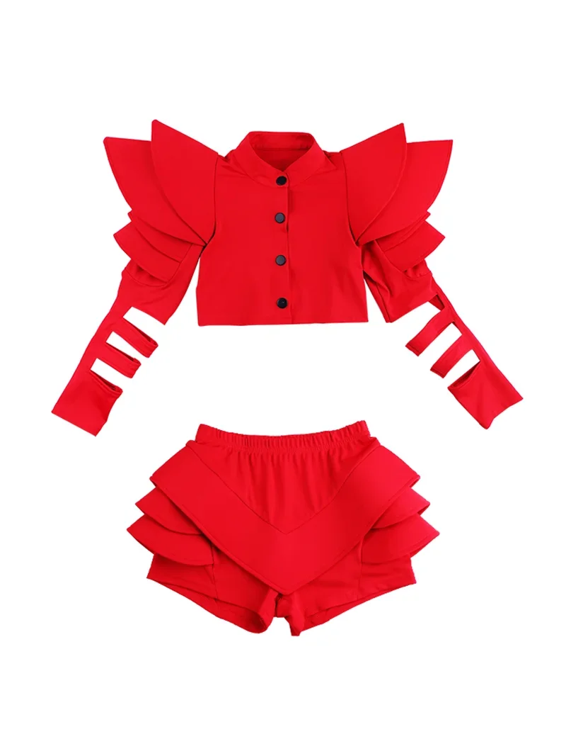 Jazz Style Hip-hop Costume Urban Dance Girl Clothes Performance Dancer Stage Outfit Children Model Catwalk Singer Teenage