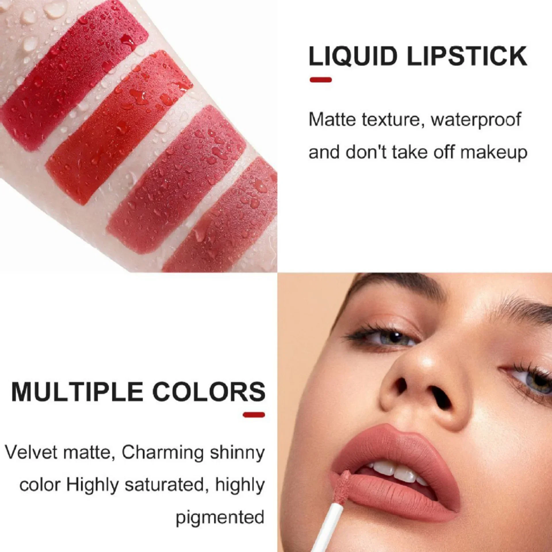 ผู้หญิง 2-in-1 Liquid ลิปสติกชุด Lip Liner กันน้ําเกาหลีแต่งหน้า Matte FINISH Non-Stick CUP ชุดเครื่องสําอาง
